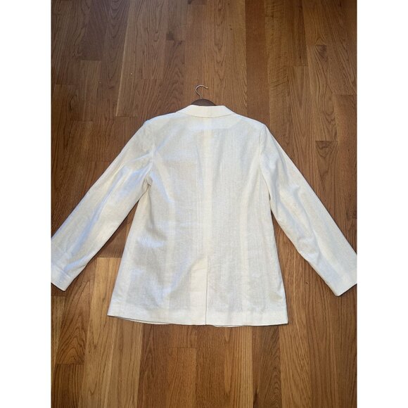 Studio Works Off-White Blazer – Striped Liner Tailored Classic Jacket - Picture 3 of 8